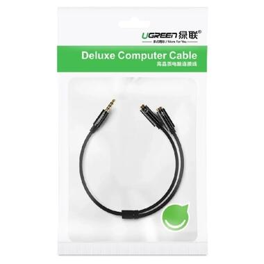 Кабель мультимедийный 3.5mm M to 2x3.5mm F 0.2m AV141 black Ugreen (30619) фото №3
