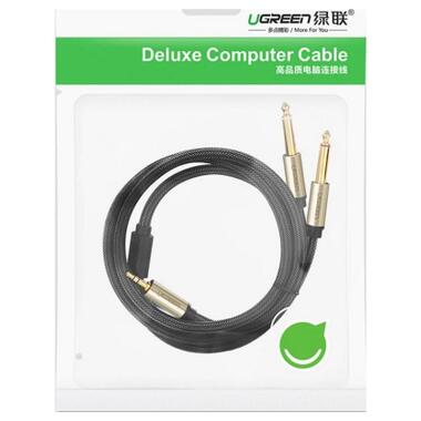 Кабель мультимедийный 3.5mm M to 2x6.35mm M 1.0m gray Ugreen (UGR-10613) фото №3