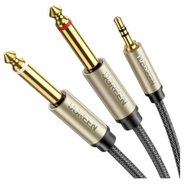 Кабель мультимедийный 3.5mm M to 2x6.35mm M 1.0m gray Ugreen (UGR-10613) фото №1