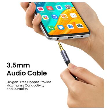 Кабель мультимедийный 3.5mm M to 3.5mm M 1.5m (4pin) AV183 gray Ugreen (20497) фото №8