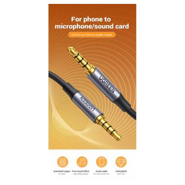Кабель мультимедийный 3.5mm M to 3.5mm M 2.0m (4pin) AV183 gray Ugreen (20782) фото №9