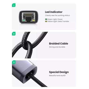 Переходник Ugreen USB-C to RJ45 Ethernet 1000 Мбит/с, серый (40322) фото №19