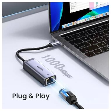 Переходник Ugreen USB-C to RJ45 Ethernet 1000 Мбит/с, серый (40322) фото №13