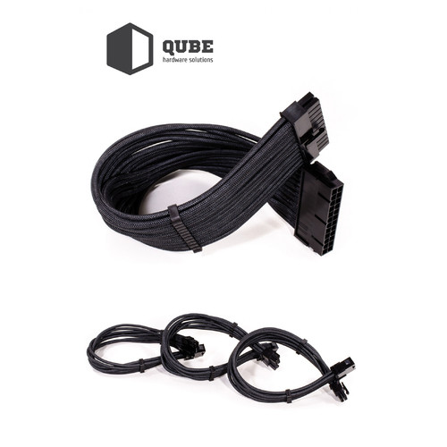 Набір кабелів для блоку живлення QUBE 1*24P MB, 2*4 4P CPU, 2*6 2P VGA Black-Black фото №8