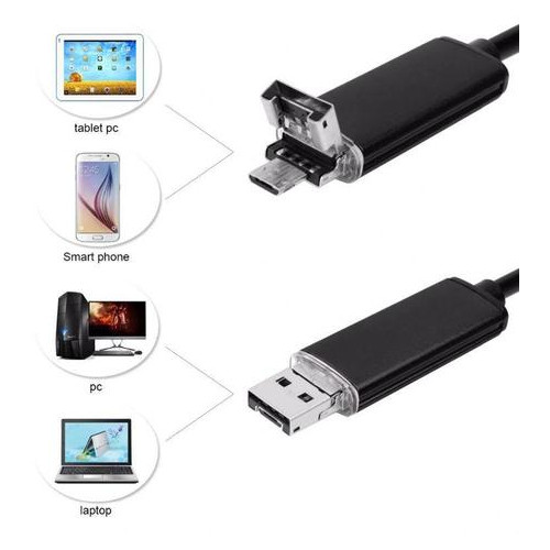 USB ендоскоп для смартфона та ноутбука HD 480P Kerui 551S, 1 метр, 5.5 мм, м'який кабель фото №3