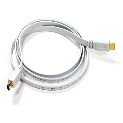 Кабель HDMI M-M 5.0 м V1.4 плоский Білий (B00635) фото №1