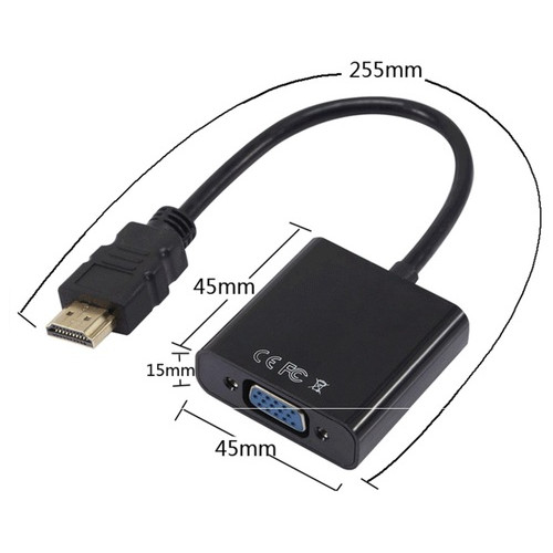 Перехідник HDMI M-VGA F з аудіо-інтерфейсом кабель 20см OEM (S0223) фото №4