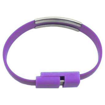 Кабель-браслет Micro USB to USB силіконовий 0.2м, Purple фото №1