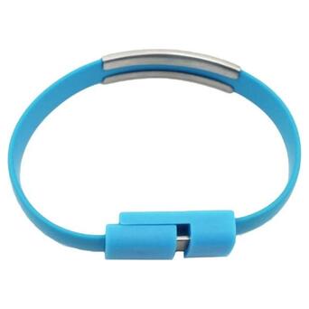 Кабель-браслет Micro USB to USB силіконовий 0.2м, синій фото №1