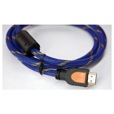 Кабель HDMI-HDMI 19PM/M 15m, v1.4 (3D), обплетення Blue&Golden, (TT803.15) фото №1