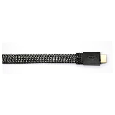 Відео кабель HDMI - HDMI 19 P M/M v1.4 (3D), плоский 5 м чорний (TT817.5) фото №1