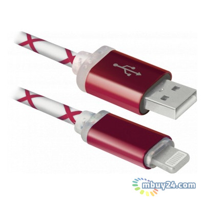 Кабель Defender ACH03-03LT USB 2.0 AM to Lightning LED Backlight 1 м Red (87552) фото №1