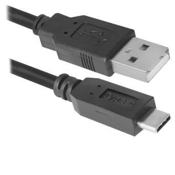 Кабель Defender USB09-03PRO USB 2.0 AM - Type C 1 м чорний (87492) фото №1