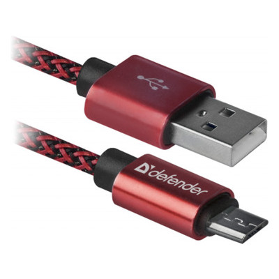 Дата кабель Defender USB08-03T USB 2.0 AM to Micro USB 5P 1 м red (87801) фото №1