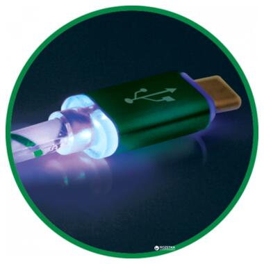 Кабель Defender ACH03-03LT USB AM - Lightning LED 1 м зелений фото №3