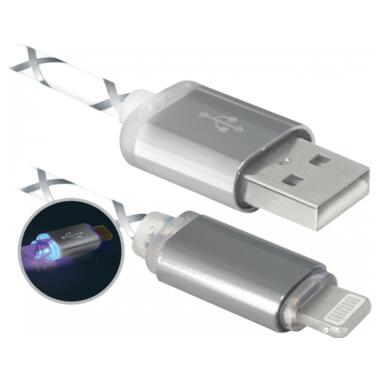 Кабель Defender ACH03-03LT USB AM - Lightning LED 1 м сірий фото №2