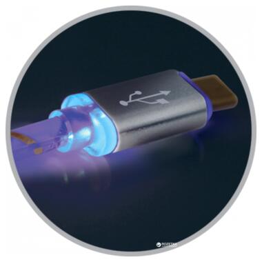 Кабель Defender ACH03-03LT USB AM - Lightning LED 1 м сірий фото №3