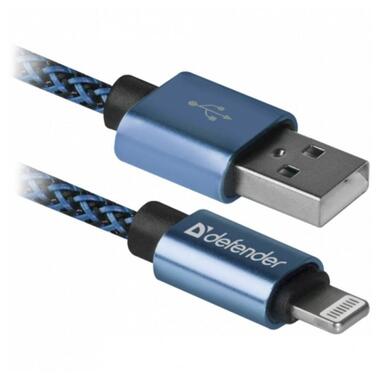 Кабель Defender ACH01-03T USB AM - Lighting 2.1 A 1 м синій (87811) фото №1