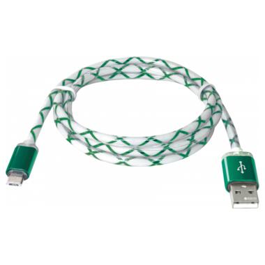 Кабель Defender USB08-03LT USB AM - Micro BM LED 1 м зелений фото №1