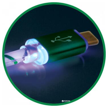 Кабель Defender USB08-03LT USB AM - Micro BM LED 1 м зелений фото №4
