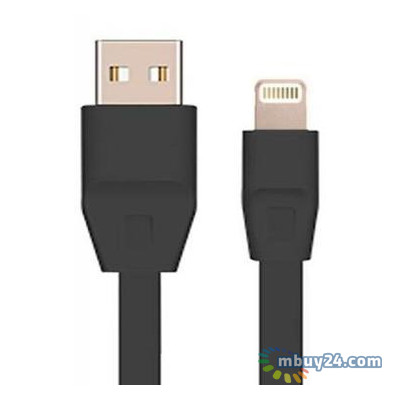 Кабель Drobak плоский USB 2.0-Lightning 1,0м 2А (DR-1624) Black (219085) фото №1