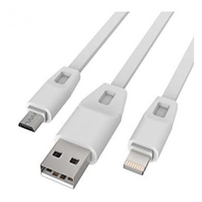 Дата кабель Drobak USB 2.0 - Micro USB/Lightning 2А (DR-1622) (White) 1,0м (219092) фото №1