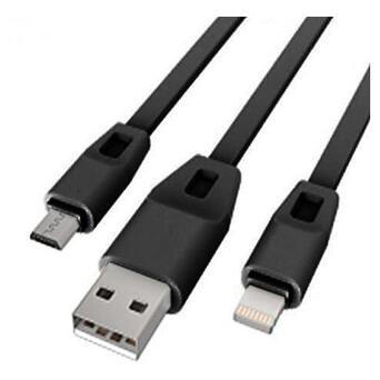 Дата кабель Drobak USB 2.0 - Micro USB/Lightning 2А (DR-1622) (Black) 1,0м (219093) фото №1