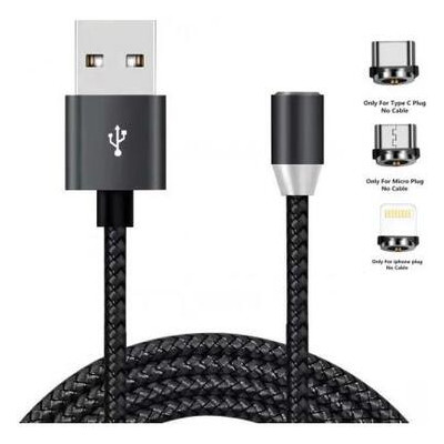 Дата кабель USB 2.0 AM to Lightning + Micro 5P + Type-C 1.2m Magneto bla XoKo (SC-350MGNT-BK) фото №1