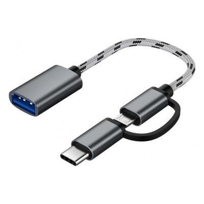 Дата-кабель OTG USB 2.0 AF to Micro 5P Type-C сірий XoKo (AC-150-SPGR) фото №1