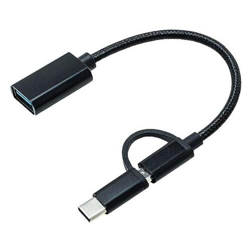 Адаптер XoKo USB 3.0 - microUSB/USB Type-C Black (AC-150-BK) фото №1