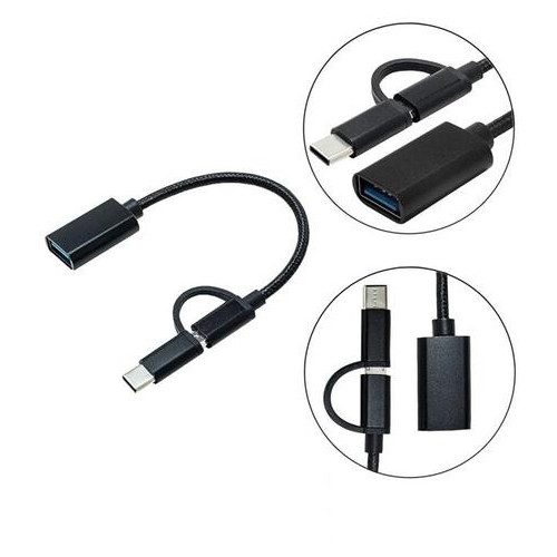 Адаптер XoKo USB 3.0 - microUSB/USB Type-C Black (AC-150-BK) фото №5