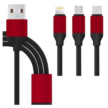 Кабель USB XoKo SC-320 Black, 3 в 1 - Lightning, Micro USB, Type-C, 1.20 м фото №1