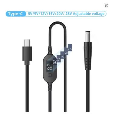 Кабель питания USB-C to DC 5.5x2.5mm 1.0m 5V/9V/12V/15V/20V/28V 140W black XoKo (XK-K695) фото №1