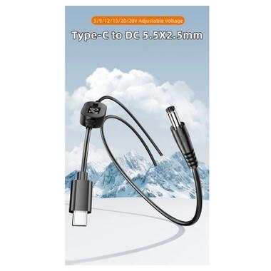 Кабель питания USB-C to DC 5.5x2.5mm 1.0m 5V/9V/12V/15V/20V/28V 140W black XoKo (XK-K695) фото №6
