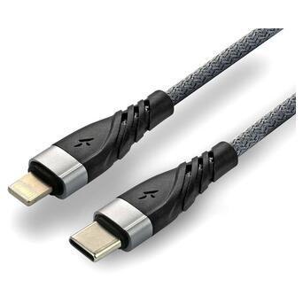 Кабель USB-C to Apple Lightning everActive CBB-1CIG 1m, USB 2.0, PD 20W, Black в обплетеннях фото №1