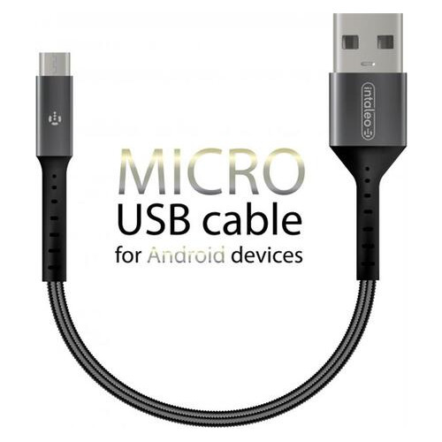 Кабель Intaleo CB0 USB-microUSB 0.2м Black/Grey (1283126495632) фото №2