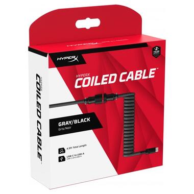 Кабель HyperX USB-A - USB-C спиральный 1.37м Grey/Black (6J679AA) фото №6