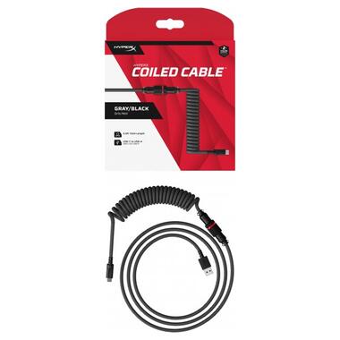 Кабель HyperX USB-A - USB-C спиральный 1.37м Grey/Black (6J679AA) фото №5