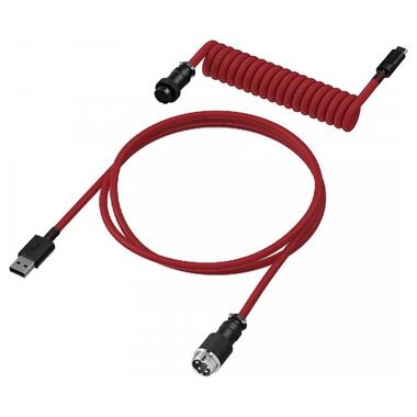 Кабель HyperX USB-A - USB-C cпіральний 1.37м Red/Black (6J677AA) фото №1