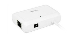 Кабель передачі даних Macally 3 port USB 3.0 hub with Gigabit Ethernet adapter White фото №2