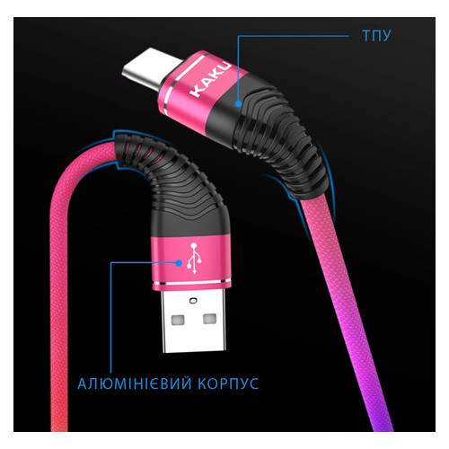 USB кабель Kaku KSC-109 microUSB 3.2A/1.2m - Rainbow фото №7
