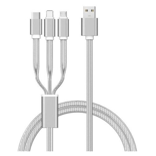 USB кабель Kaku KSC-088 3-в-1 Type-C / MicroUSB / Lightning 1m - Silver фото №1