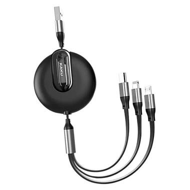 USB кабель телескопічний Kaku KSC-239 3-in-1 Type-C/MicroUSB/Lightning 1,2m - Black фото №1