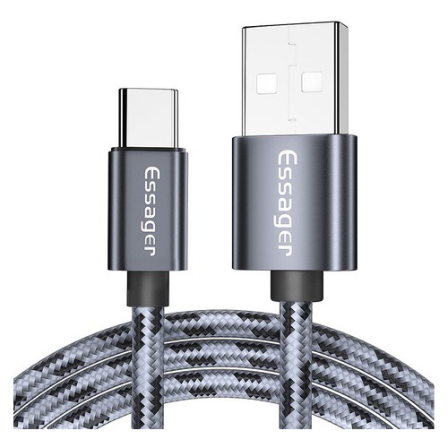 Дата кабель Essager Tiger USB - USB Type-C 3 A 2 м  темно - сірий (E1109-2) фото №2