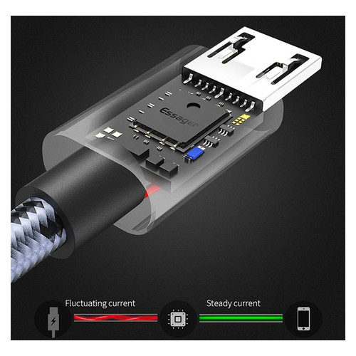 Дата кабель Essager Tiger USB - micro USB 2.4 A 1 м темно-сірий (E1108) фото №5