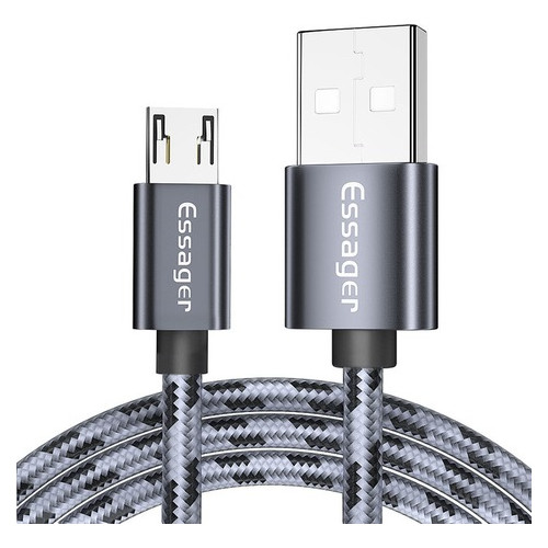 Дата кабель Essager Tiger USB - micro USB 2.4 A 1 м темно-сірий (E1108) фото №2