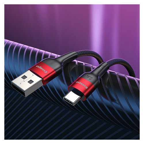Дата кабель Essager Super Quick Charge 5A USB - USB Type-С 1 м червоний (E1130) фото №7