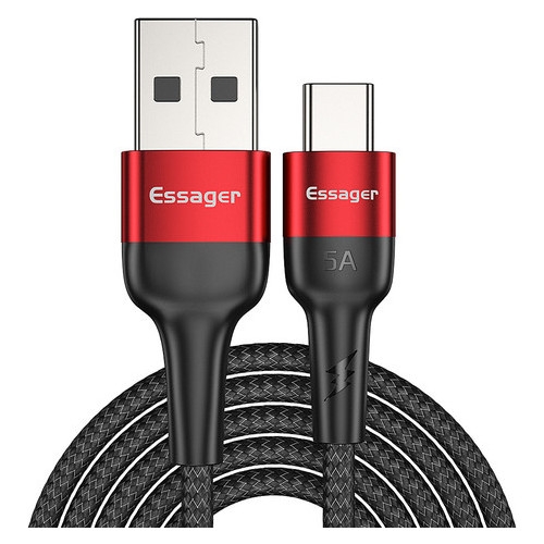 Дата кабель Essager Super Quick Charge 5A USB - USB Type-С 1 м червоний (E1130) фото №5
