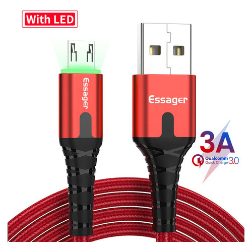 Дата кабель Essager USB - micro USB 3 A 1 м червоний (E1156) фото №1