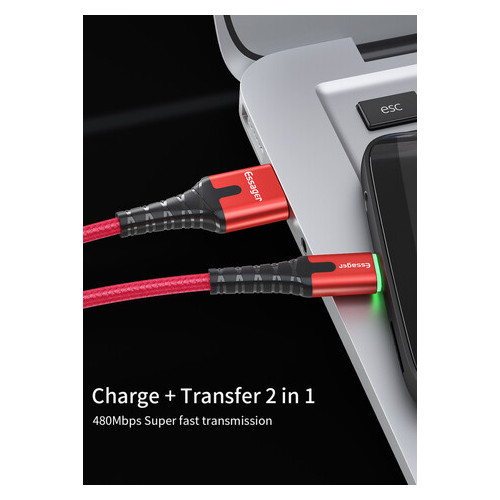 Дата кабель Essager USB - micro USB 3 A 1 м червоний (E1156) фото №5